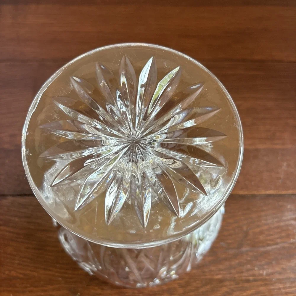 Vintage Crystal Pedestal Bowl Etched Rose Floral‎ Footed Compote Dish 6 Inch